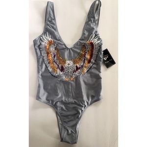 eagle print grey bikini